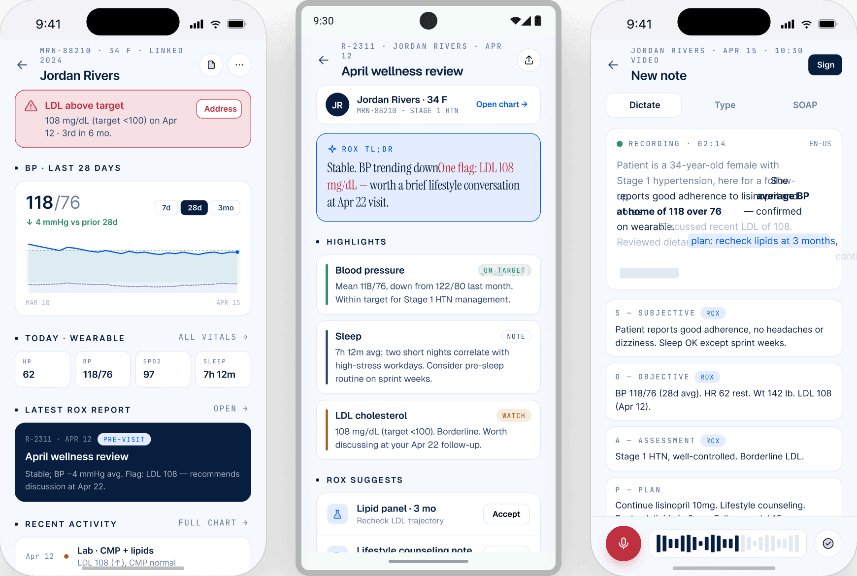 ROX Bio clinician dashboard preview